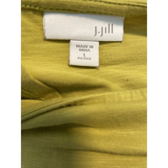 J Jill Women’s Long Sleeve Green Shirt Faux Wrap in Back Size L Petite - Picture 4 of 4
